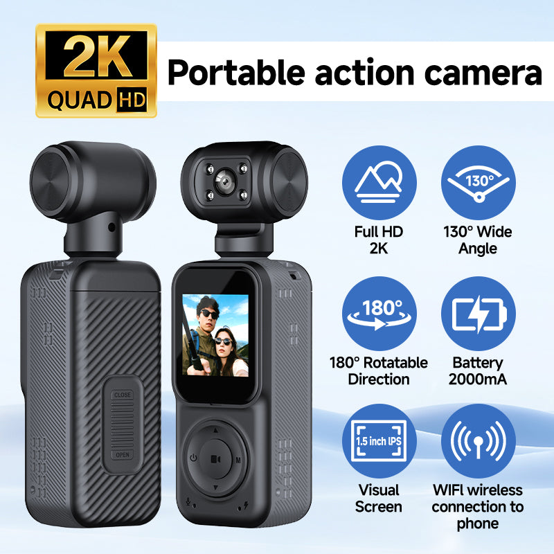 Panoramic Sports Camera Handheld DV Outdoor HD 4K Dual Lens Cycling Recorder Camera by DERILUJA LLC