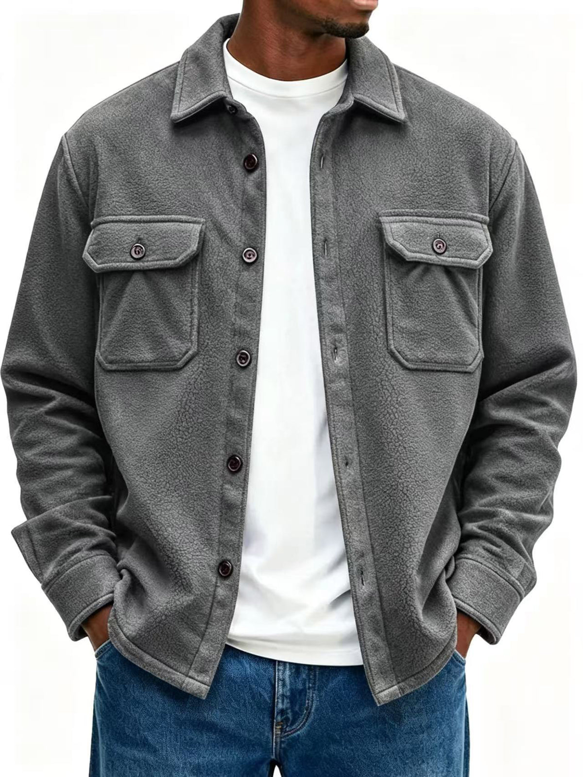 Men's Casual Loose-fit Jacket Coat by DERILUJA LLC
