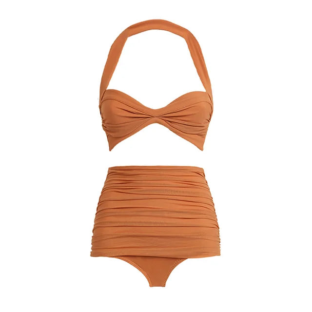 New Halter Bikini Swimsuit and Sarong bikini set Vacation Swimwear Women Beachwear Bathing Suit by eprolo