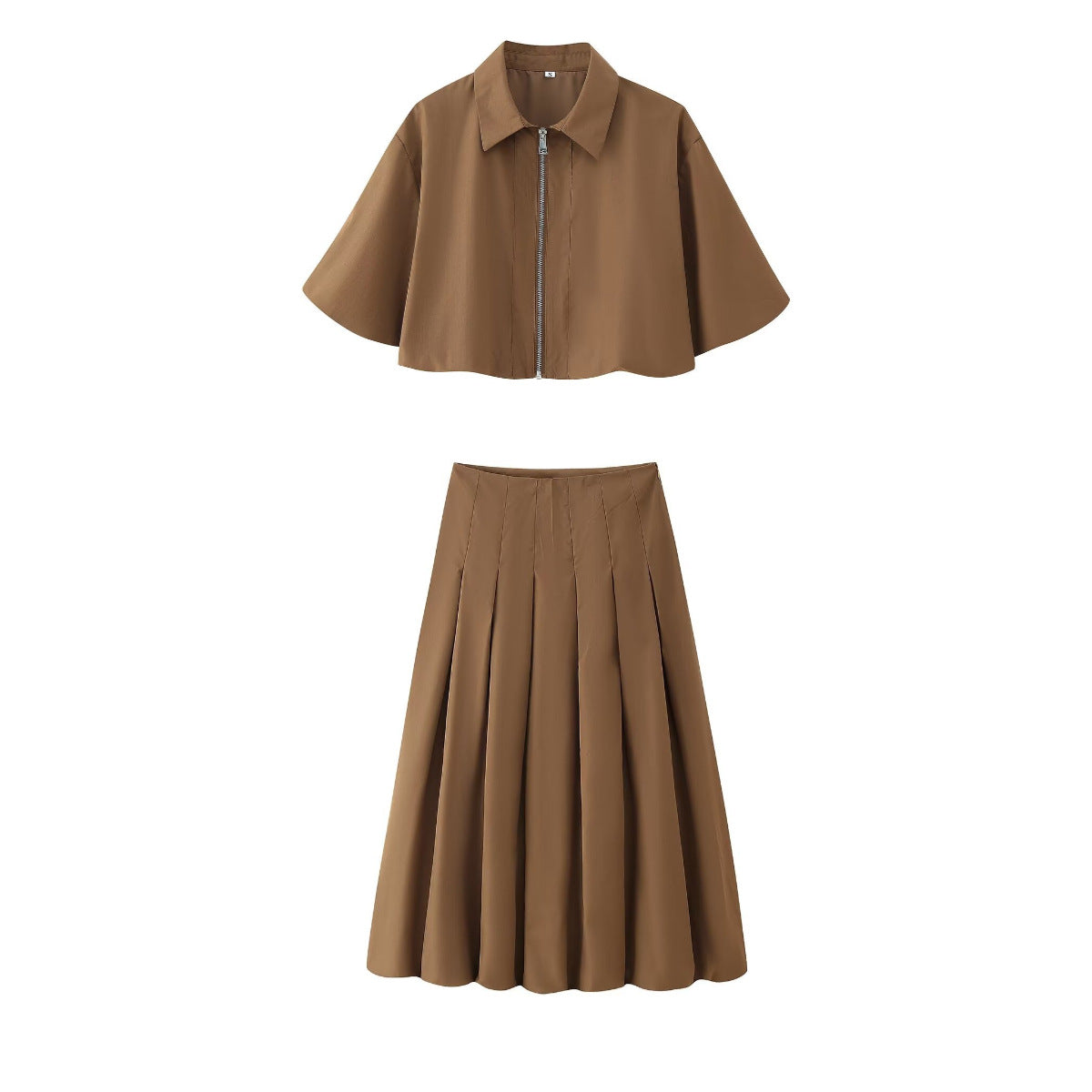 Short sleeved zipper top jacket+skirt set by eprolo