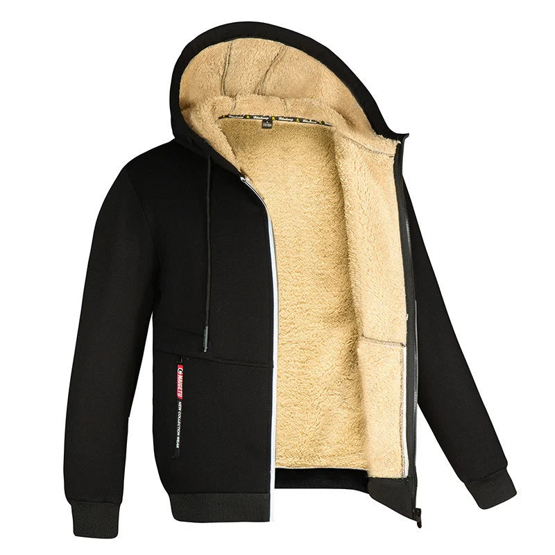 Men's Heavyweight Sherpa Fleece Lined Jackets Coats Windproof Zip Up Hoodie Winter Warm Hooded Sweatshirt Outerwear Outfits Tops by Badon Shop LLC