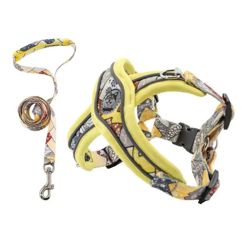 Luxury Pet Vest Harnesses for Small Medium Dogs Adjustable Mesh Puppy Dog Harness and Leash Set Shiba Inu Leads mascotas Chain by Badon Shop LLC
