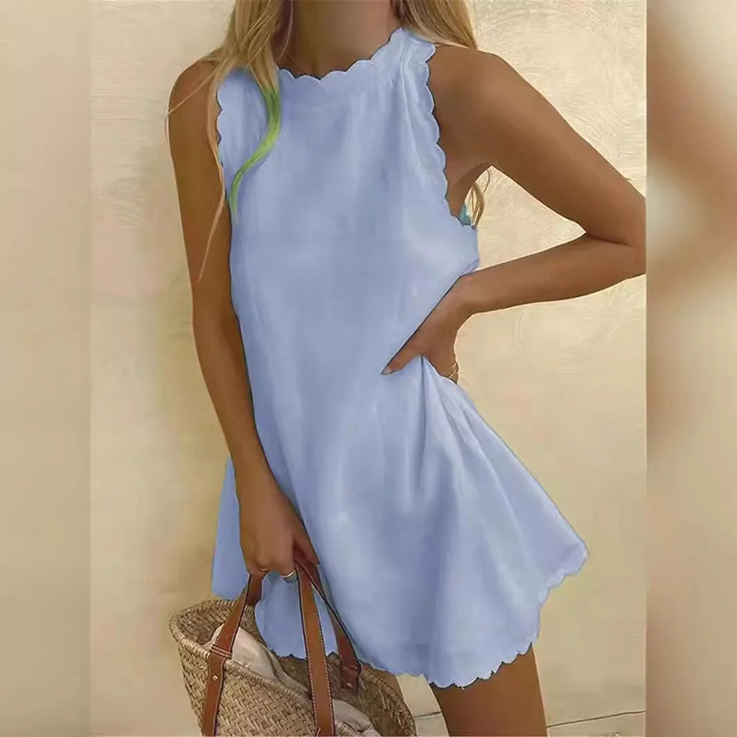 Mini Dresses Female New Holiday Solid Dress New by DERILUJA LLC