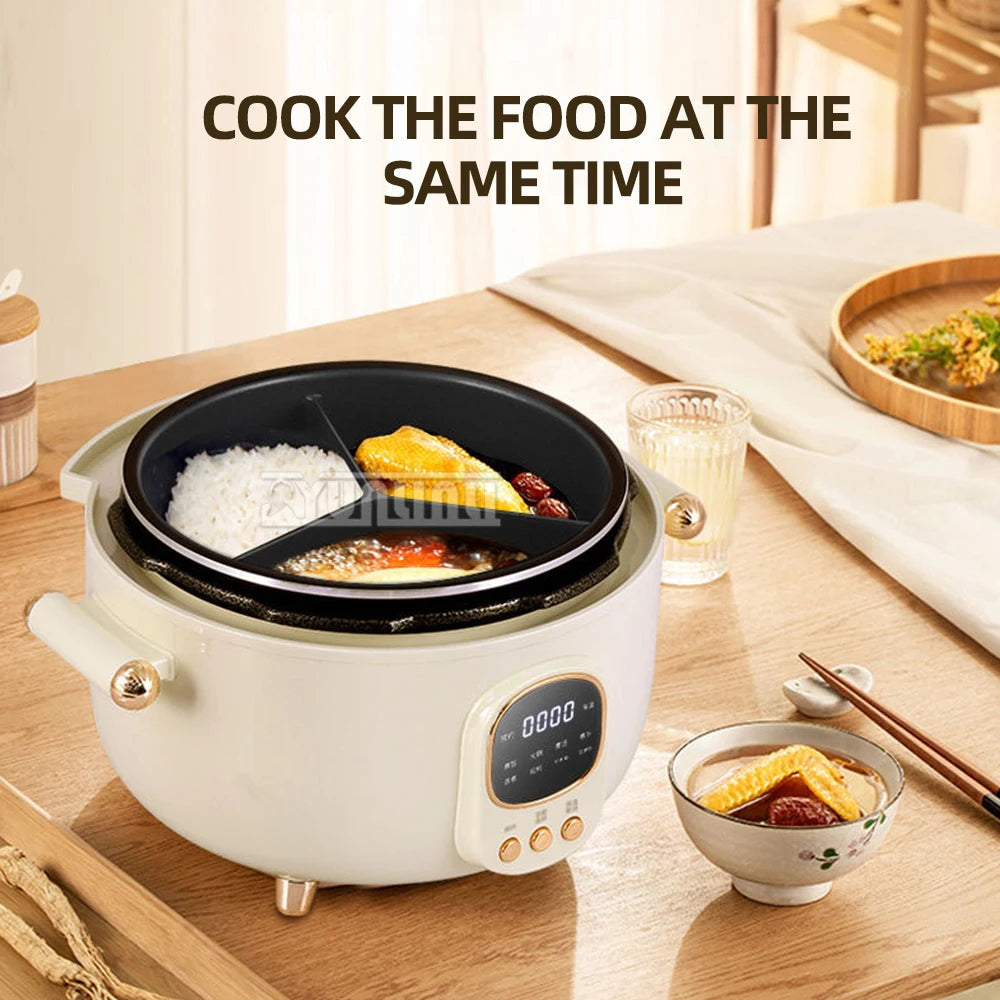 Household Electric Rice Cooker Multifunctional Intelligence Pressure Cooker Three-compartment Hot Pot Non Stick Cooking Pot