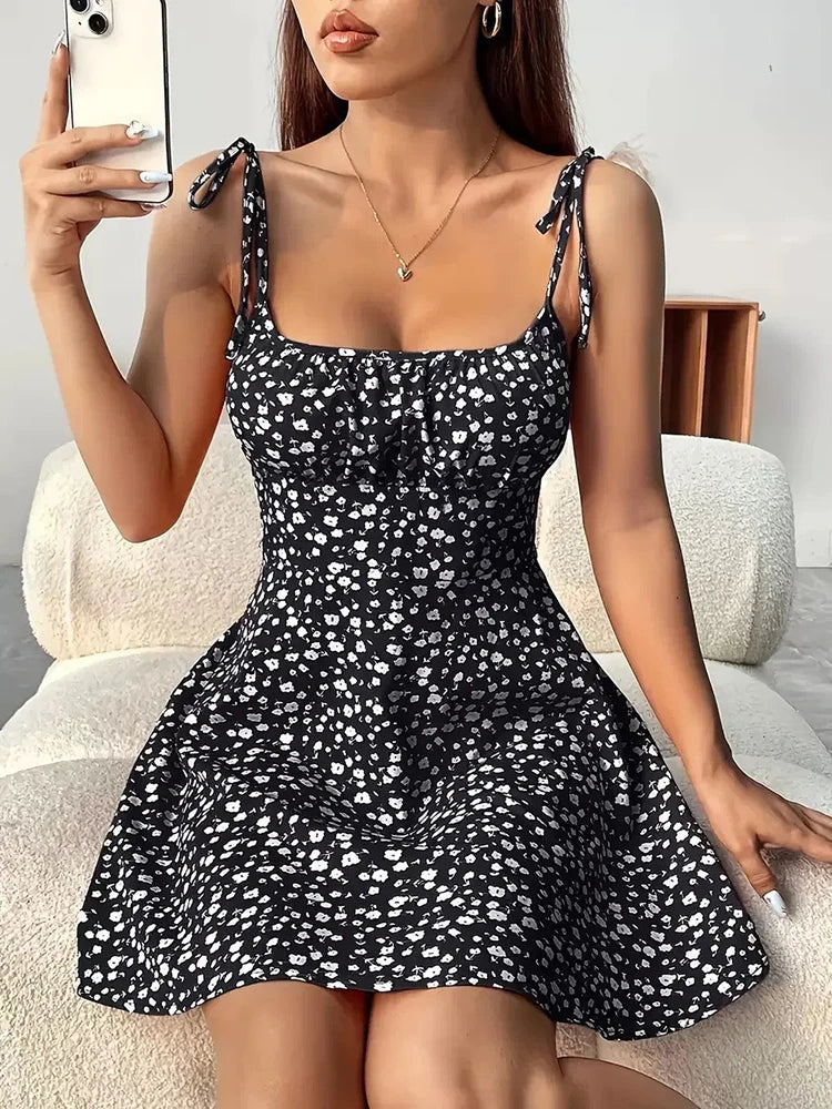 Women's Summer Floral Spaghetti Strap Beach Short Dress,Womens Dresses,Woman Clothing,Woman Clothes,Sundress,New In Dress 2026 by DERILUJA LLC