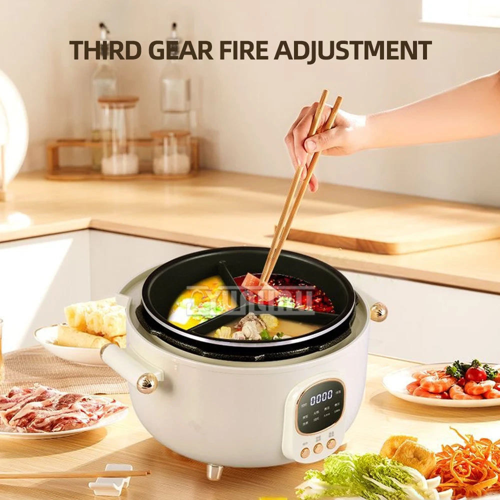 Household Electric Rice Cooker Multifunctional Intelligence Pressure Cooker Three-compartment Hot Pot Non Stick Cooking Pot