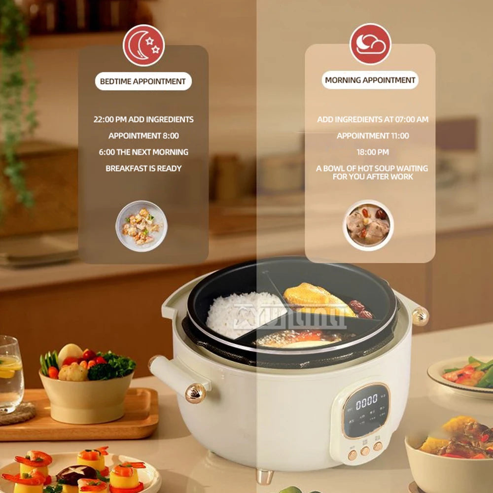 Household Electric Rice Cooker Multifunctional Intelligence Pressure Cooker Three-compartment Hot Pot Non Stick Cooking Pot