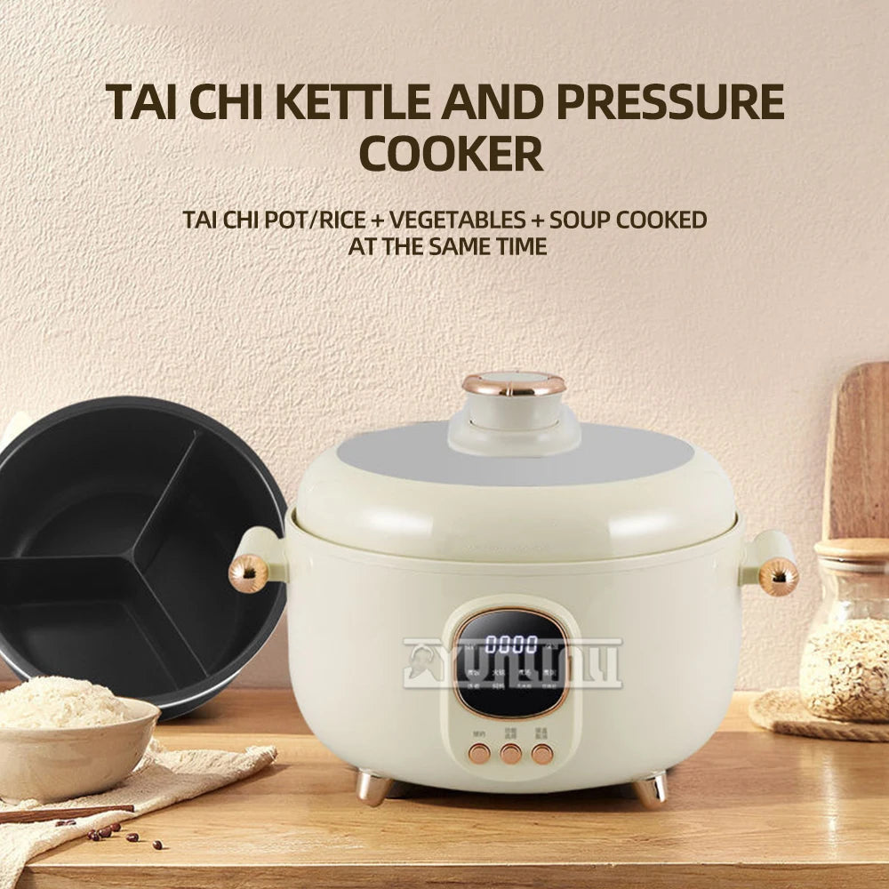 Household Electric Rice Cooker Multifunctional Intelligence Pressure Cooker Three-compartment Hot Pot Non Stick Cooking Pot
