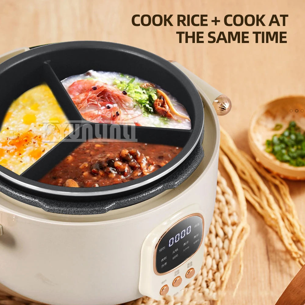 Household Electric Rice Cooker Multifunctional Intelligence Pressure Cooker Three-compartment Hot Pot Non Stick Cooking Pot