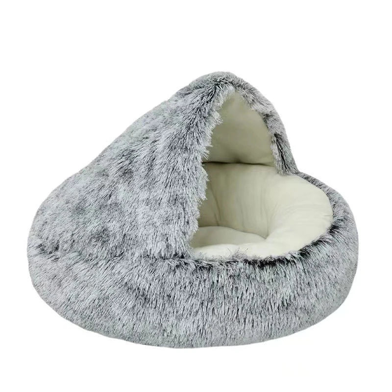 Soft Plush Pet Bed with Cover Round Cat Bed Pet Mattress Warm Cat Dog Sleeping Nest Cave for Small Dogs kitten by Badon Shop LLC