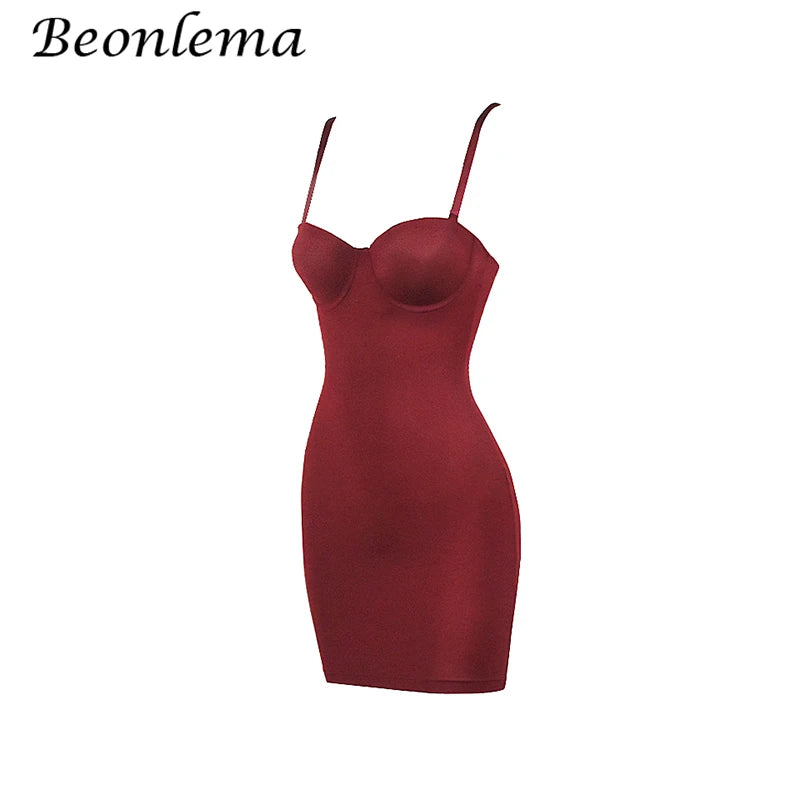 Short Bodycon Dress Backless Skinny Straps Solid Casual Sleeveless Summer High Waist Club Slim Mini Dresses Ladies Basic by DERILUJA LLC