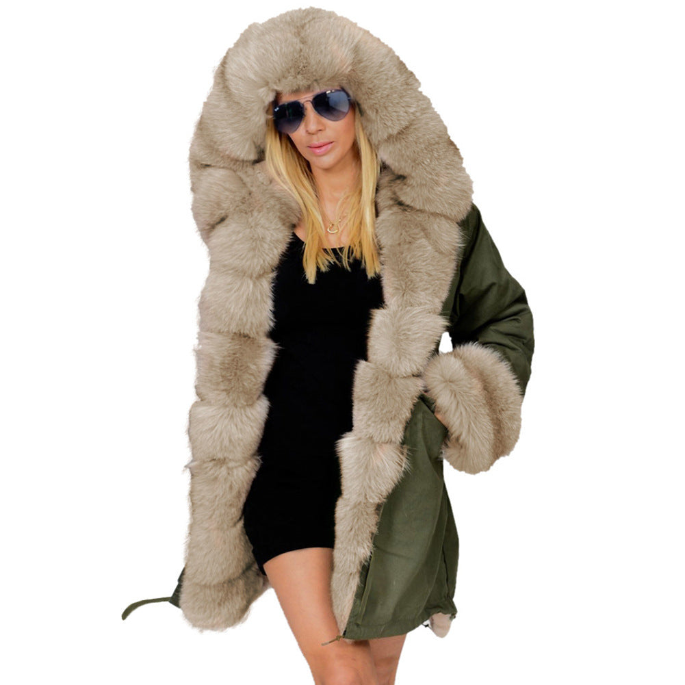 Cotton-padded Jacket Fur Collar Coat Hooded by DERILUJA LLC