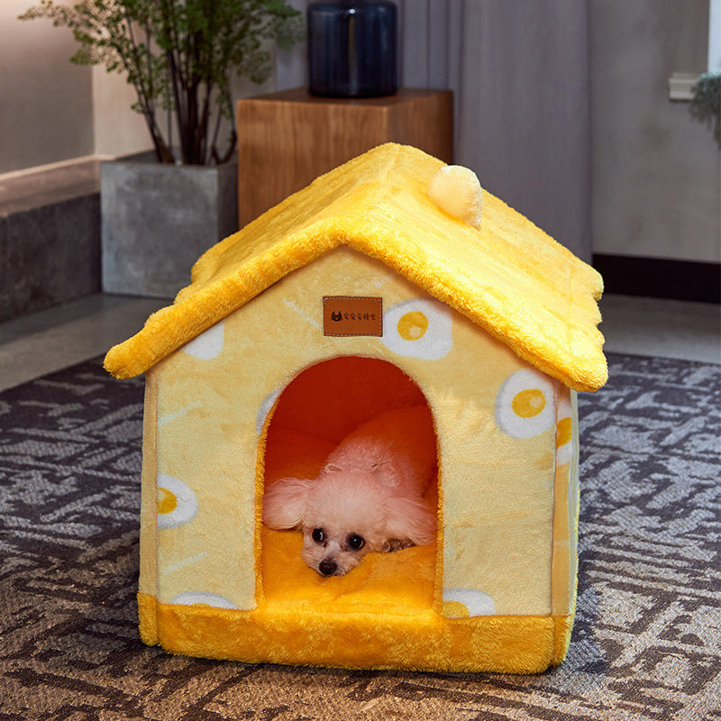 Foldable Dog House Pet Cat Bed Winter Dog Villa Sleep Kennel Removable Nest Warm Enclosed Cave Sofa Pets Supplies by Badon Shop LLC