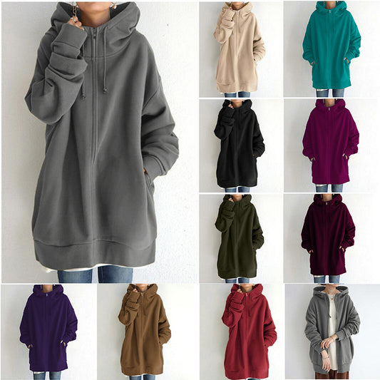 Women's Fuzzy Hoodies Long Sport Pullover Hoodie Full-Zip Hoodie Sweatshirt by DERILUJA LLC