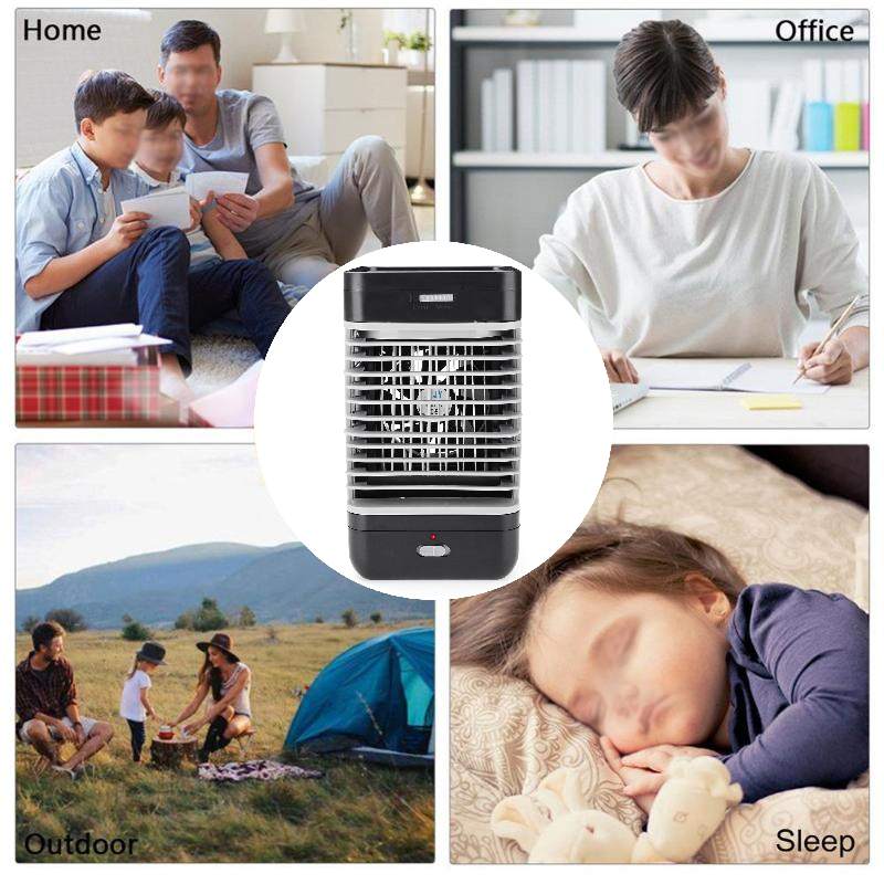 Mini Portable Air Conditioner Humidifier Purifier Desktop Cooling Fan Air Cooler Black Fan for Camping Outdoor Activities by eprolo