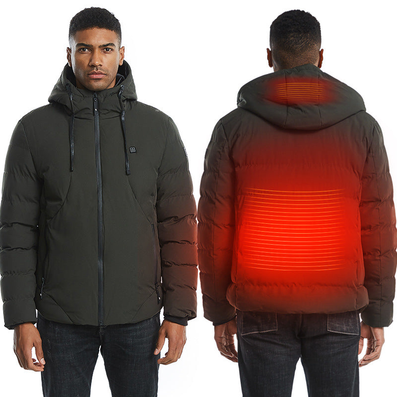 New Men Women Cotton Coat USB Smart Electric Heated Jackets Winter Thicken Down Hooded Outdoor Hiking Ski Clothing 7XL by DERILUJA LLC
