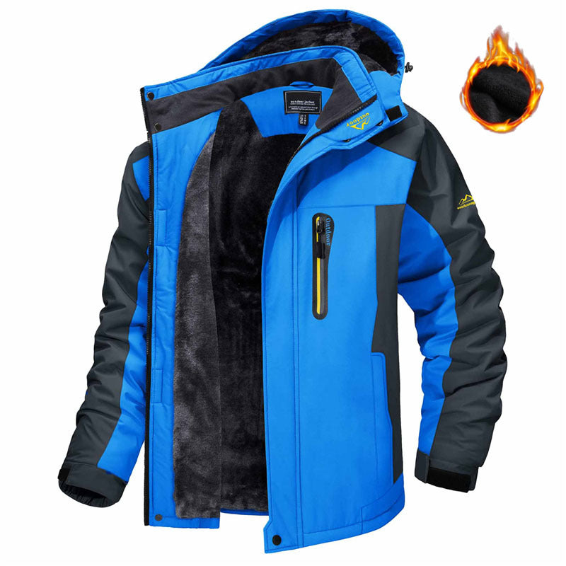 Winter Hooded Jacket Fashion Casual Warm Fleece Coat Windproof Rainproof Parka Windbreaker Men's Top by DERILUJA LLC
