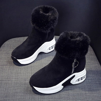 Women Ankle Boot Warm Plush Winter Shoes For Woman Wedges Boots High Heels Ladies Boot Women Leather Snow Boots Winter Shoes