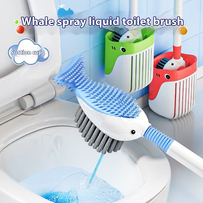 Squirt Whale Toilet Brush 360-Degree Cleaning Brush With Silicone Head Hanging Hole Design Wall-mounted Toilet Brush by DERILUJA LLC