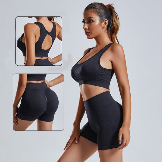 2pcs Yoga Set Women's Vest And Shorts Tracksuit Seamless Workout Sportswear Gym Clothing High Waist Leggings Fitness Sports Suits by My Store
