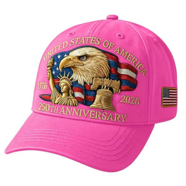 Embroidered American Eagle Head Baseball Cap - America 250th Anniversary Commemorative Design - Cotton Blend Adjustable Snapback Hat For Men And Women by DERILUJA LLC