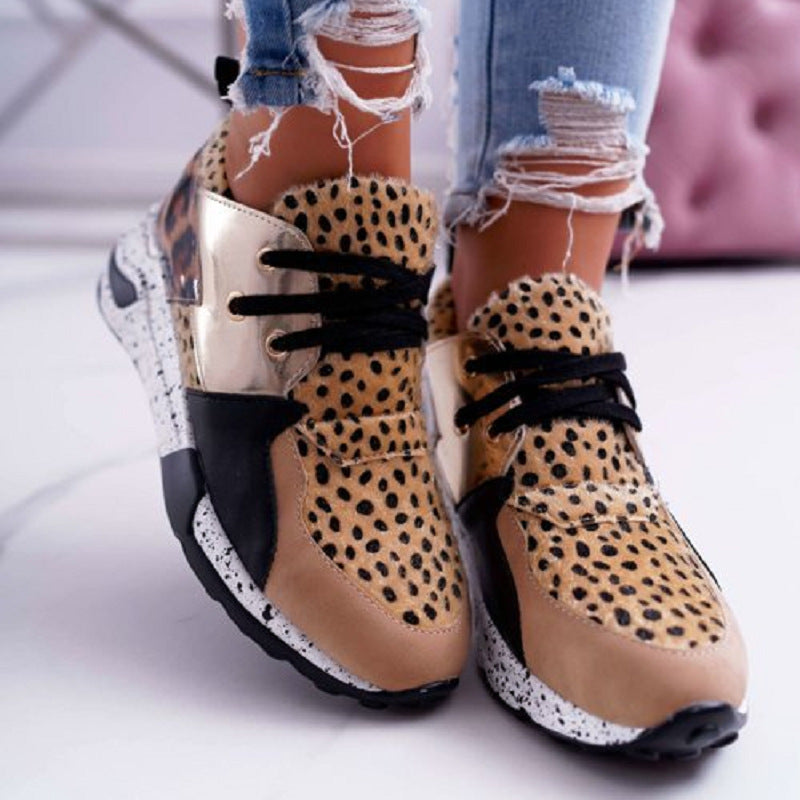 Women's Plus Size Platform Mixed-color Sneakers Stylish Lightweight Running Shoes Lace-up Front Flats by eprolo