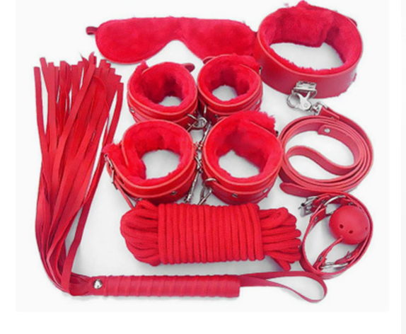 Nylon Plush Set Cross 18-Piece Set 7-Piece Set Leather Handcuffs Plush Anklets by eprolo