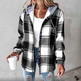 Women's large plaid style women's jacket plaid autumn and winter new style by eprolo