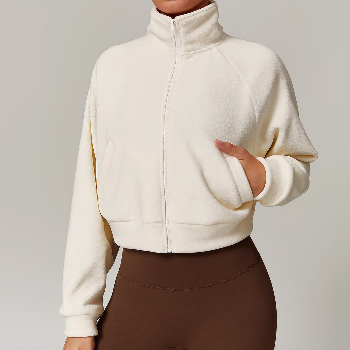 Stand up yoga suit, warm jacket, women's running windproof top with fleece sports and fitness jacket by eprolo