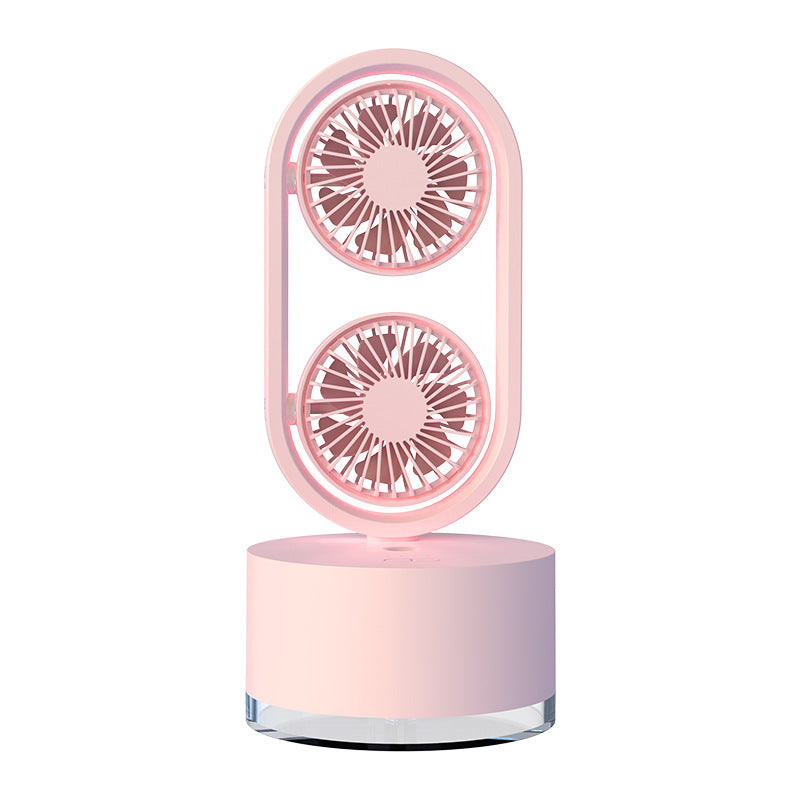 Two-In-One New Double-Leaf Spray Water-Cooled Fan Desk Top Dormitory Small Fan Ins Wind Humidifier Desk Fan by eprolo