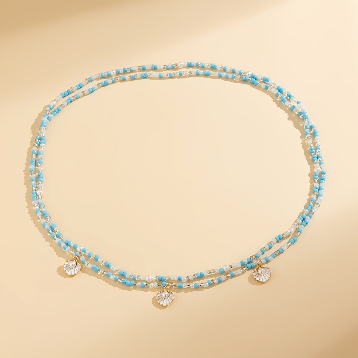 Beach Pearl Fan Shell Rice Bead Waist Chain Waist Chain Sexy Bead Body Chain by eprolo