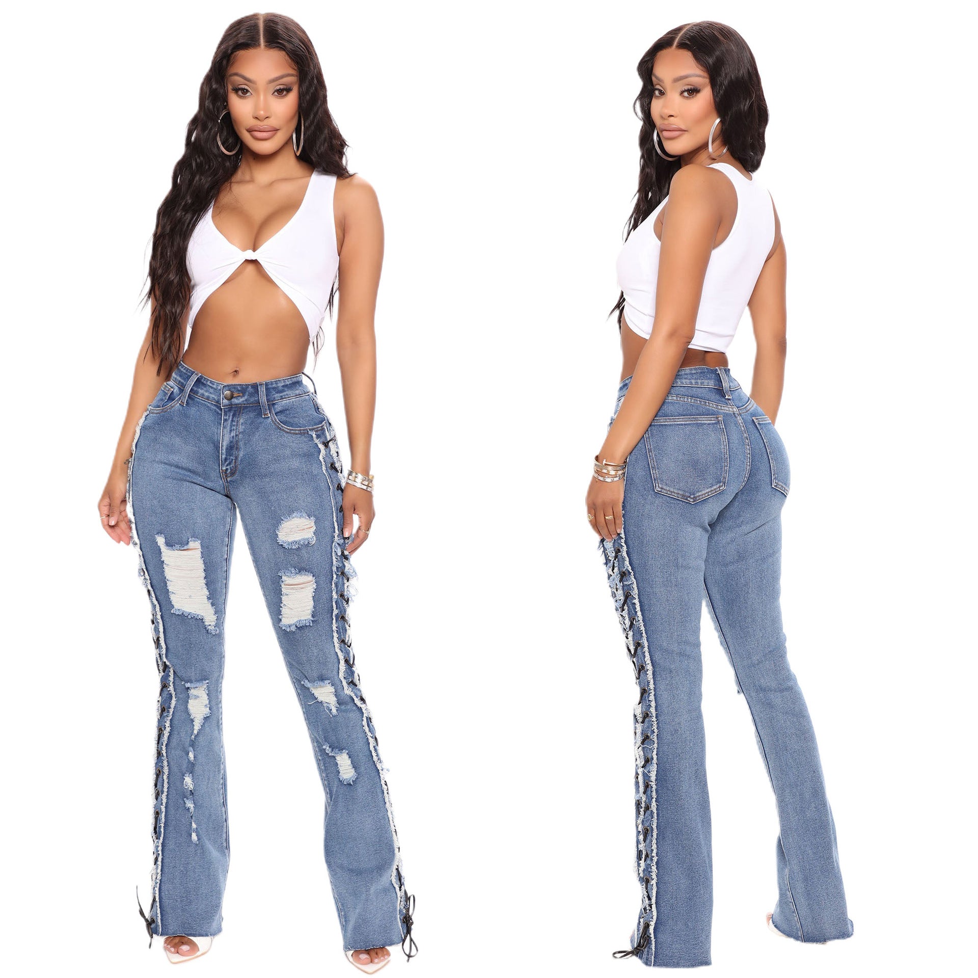 Slim fit ripped denim pants by eprolo