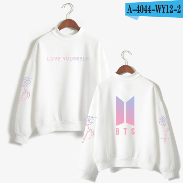 BTS Love Yourself Kpop Women Turtleneck Hoodies Sweatshirts Hoodies Streetwear Hip-Hop Bangtan Boys Jimin Clothes