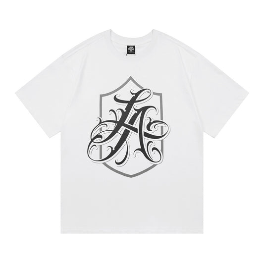 Flower tattoo letter printed short sleeved t-shirt by eprolo