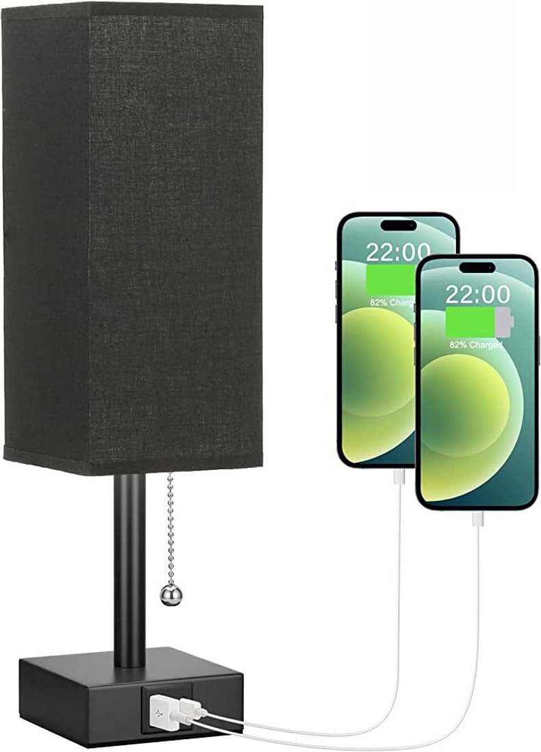 Linen 90 square desk lamp zipper switch three color temperature variable light A+C USB charging by eprolo