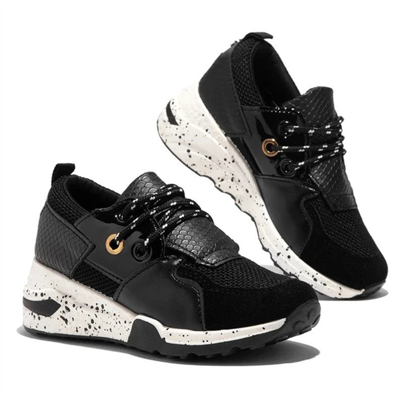 Women's Plus Size Platform Mixed-color Sneakers Stylish Lightweight Running Shoes Lace-up Front Flats by eprolo