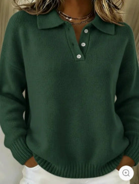Button Sweater Women's Loose Soft Lapel Long Sleeve Tops Casual Knitwear Top For Daily Clothing by DERILUJA LLC