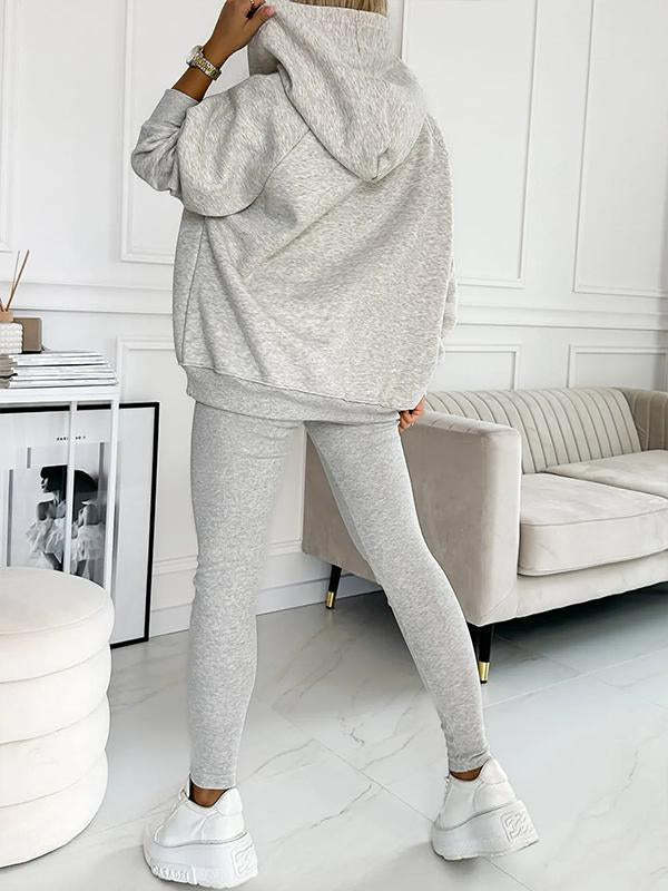 3pcs Women's Sports Suit Loose Hooded Pockets Sweatshirt And Vest And Slim Trousers by My Store