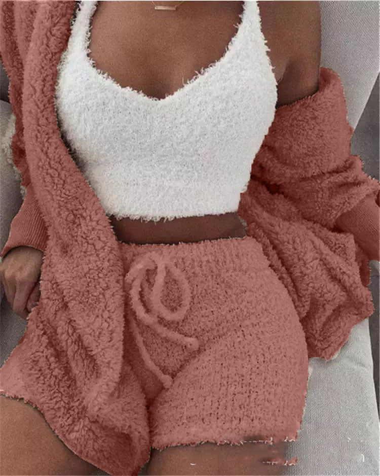 3 Pieces Of Fashionable Ladies Plush Home Clothes by My Store