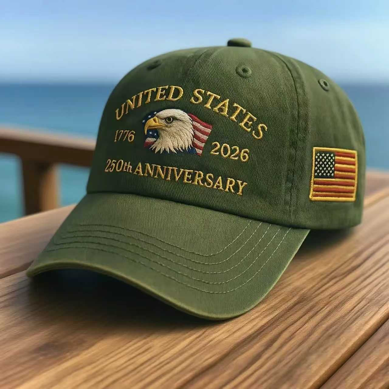 USA 250th Anniversary Cap Washed-Print Hat Flag USA Eagle Baseball Cap Embroidery Casual Breathable Sports Hat Outdoor Sunscreen Dad Hats For Women Men by DERILUJA LLC
