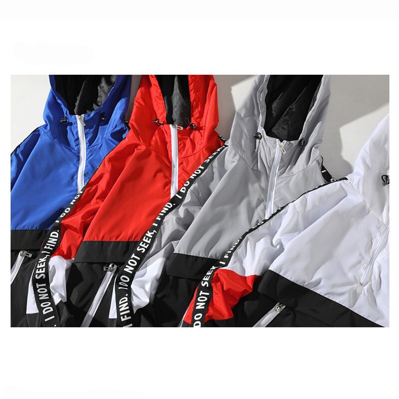 Una Reta Hooded Jackets Men  Patchwork Color Block Pullover Jacket Fashion Tracksuit Casual Coat Men Hip Hop Streetwear