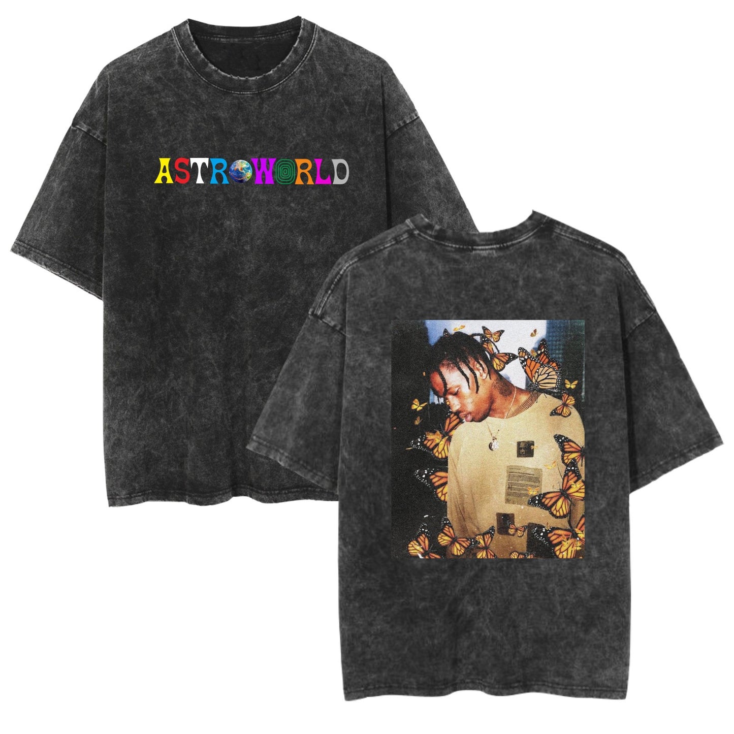 Rap Singer Washed Retro Short Sleeve Fan Commemorative T-Shirt by eprolo