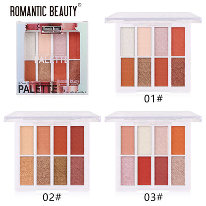 Romantic Beauty Matte Small Plate Portable Eyeshadow Makeup INS8 Color Eyeshadow Palette