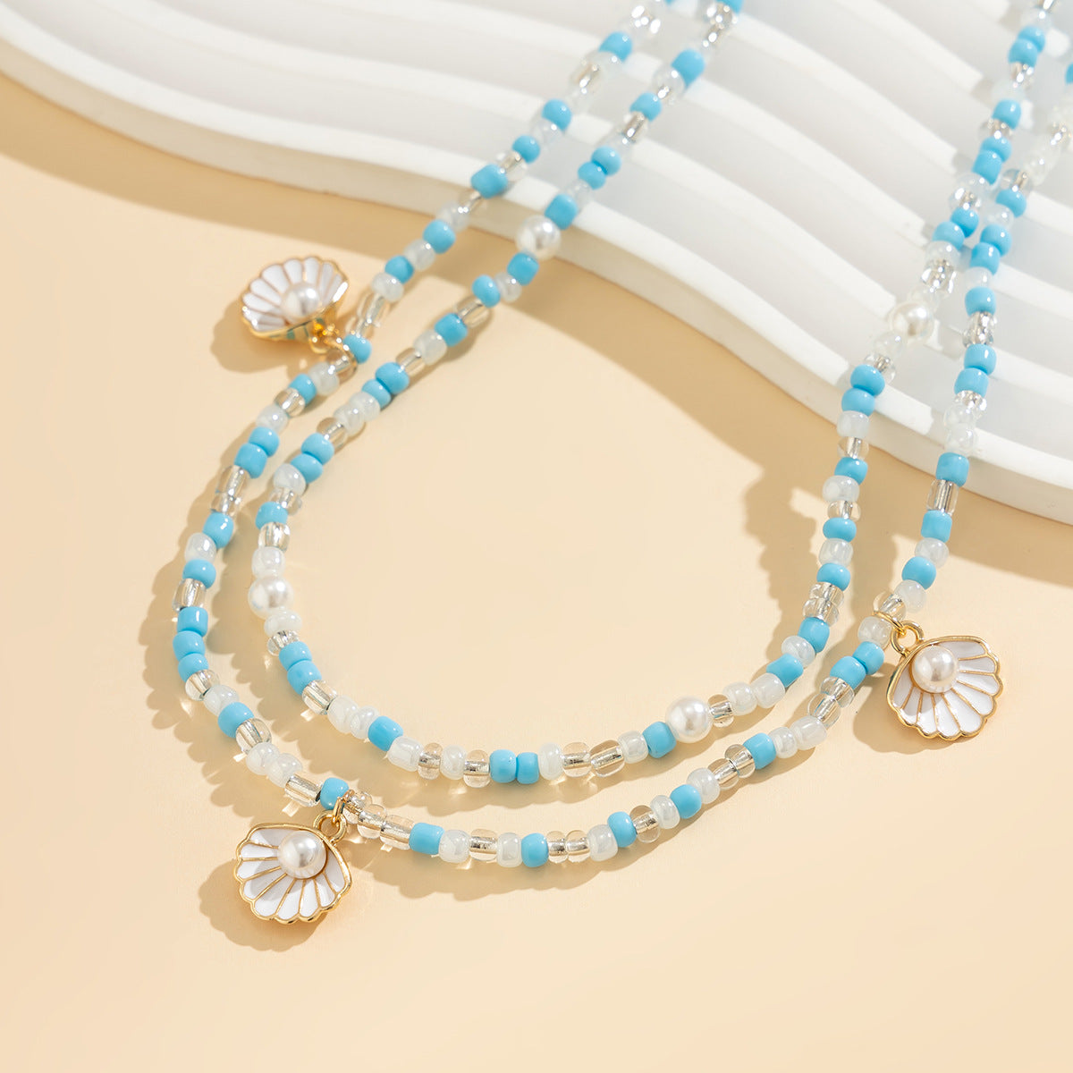 Beach Pearl Fan Shell Rice Bead Waist Chain Waist Chain Sexy Bead Body Chain by eprolo
