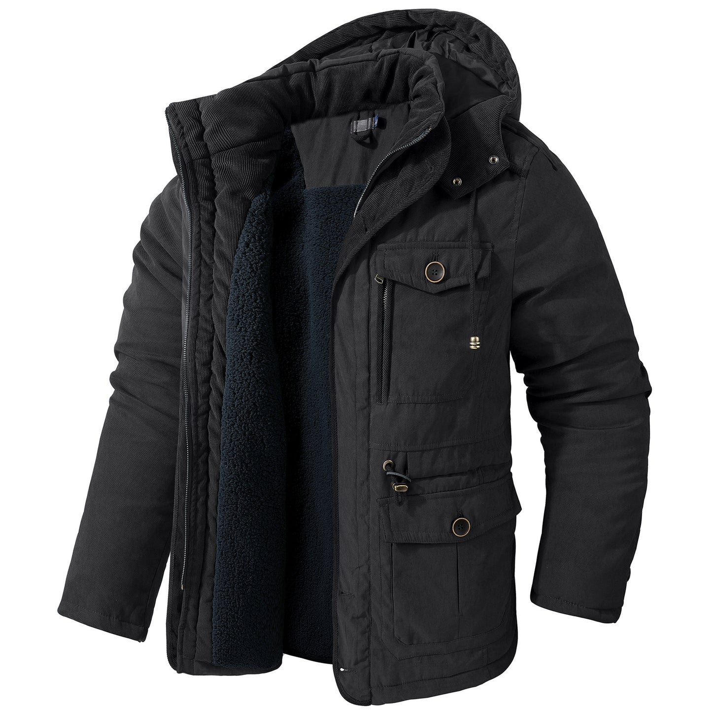 Men's Plus Size Lambswool Hooded Cotton Jacket by My Store
