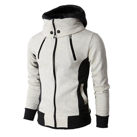 Men's Zip UP Hooded Jacket Fake Two Piece Sports Cardigan Casual Slim Sweatshirt Jacket by DERILUJA LLC