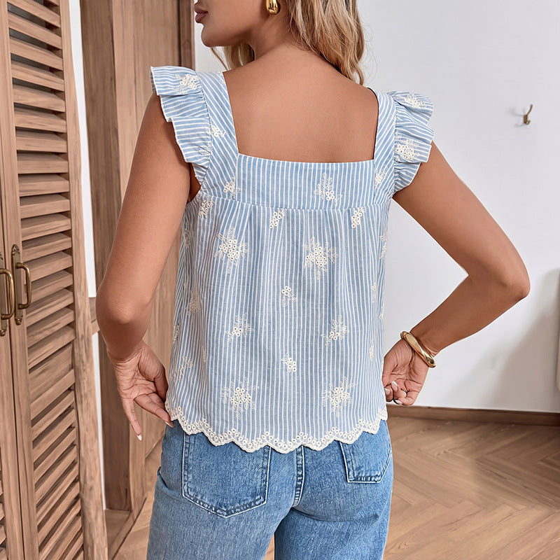 Striped square neck shirt for women by eprolo