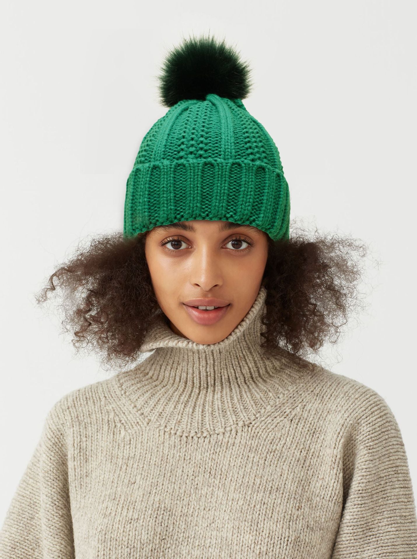Winter Knitted Hats Fashion Stretchy Lined Skull Hats For Women Faux Fur Pom Pom Hat Keep Warming Beanie Hat by DERILUJA LLC
