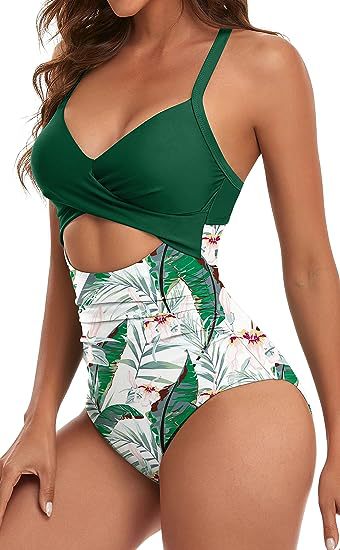 one-piece hard pack swimsuit with hollowed out solid color swimsuit, women's high waisted tight fitting swimsuit by eprolo