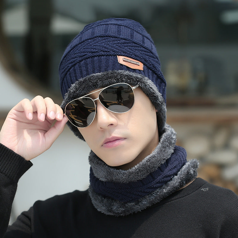 Winter Beanie Hat Scarf Set Warm Knit Hat Thick Fleece Lined Winter Hat Neck Warmer For Men Women by My Store